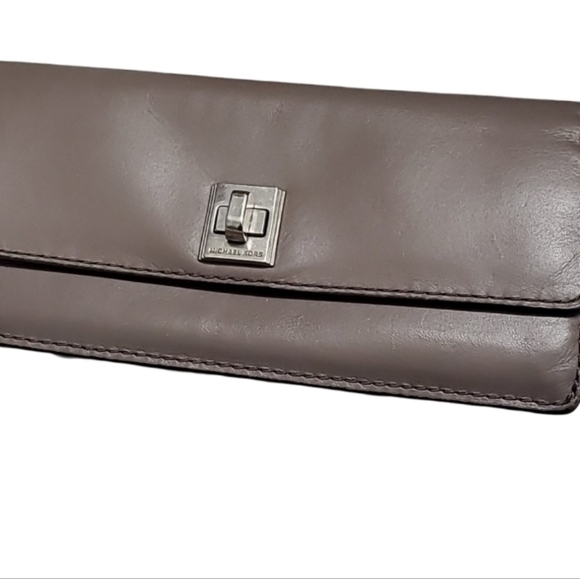 MICHAEL Michael Kors Gray Leather Wallet - 7.75" L, 4" H, 1" D - Picture 10 of 13